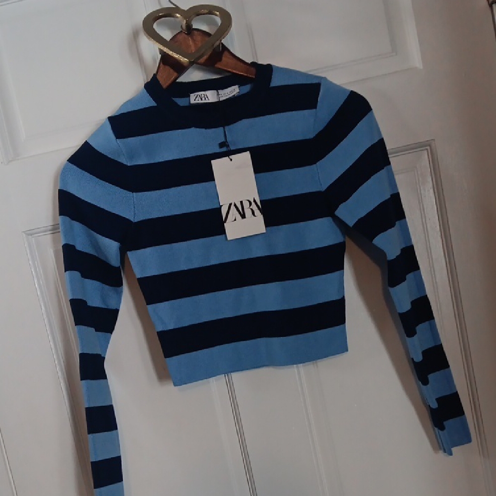 Zara Woman's Crop Striped Sweater